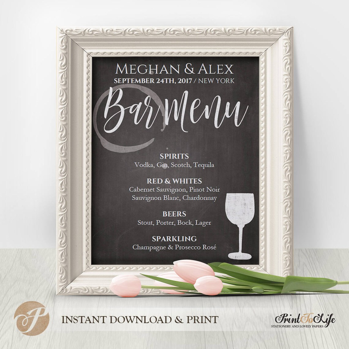 Bar Menu Sign / Wedding Bar Menu / Bar Menu Template / DIY - Etsy