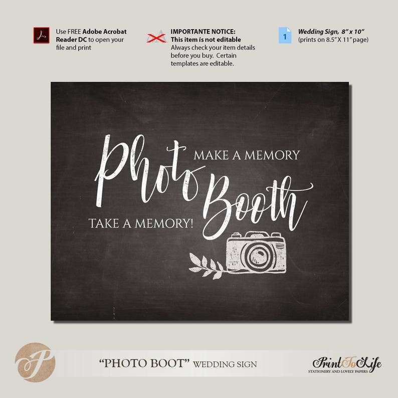 Photo Booth Printable Sign Wedding Photobooth Printable - Etsy