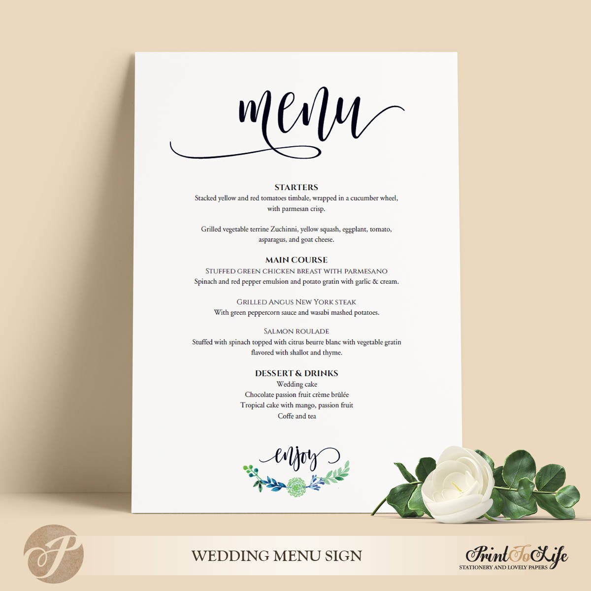 Wedding Menu Sign Wedding Menu Board Printable Greenery Etsy España