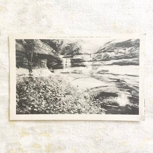 Cartolina d'epoca del 1938, Horseshoe Canyon, Starved Rock State Park, Utica, IL, Illinois, VTG