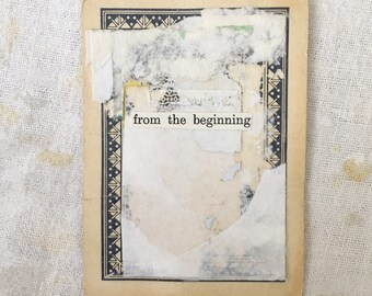 from the beginning - original art mixed media collage playing card unframed