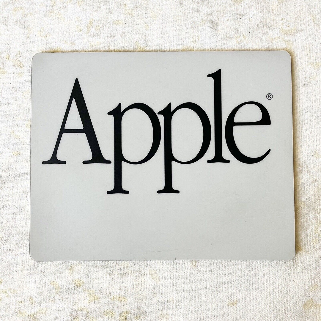 Vintage Apple Computer Mouse Pad Gray Black Garamond Type Logo Etsy