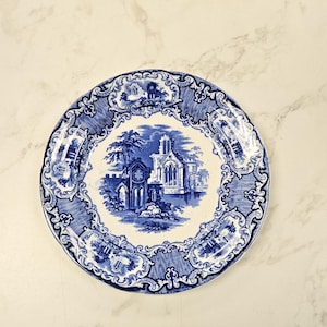 Antique ABBEY Flow Blue Transferware England 1790 Plate 10.5&quot;