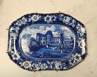 Antique Staffordshire Blue and White Transferware Platter