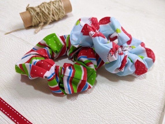 2 Handmade Christmas Scrunchies - gift for girls (big or little!)