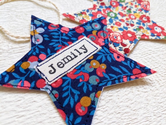 Personalised Handmade Liberty Christmas Star Decorations (including a charity donation )