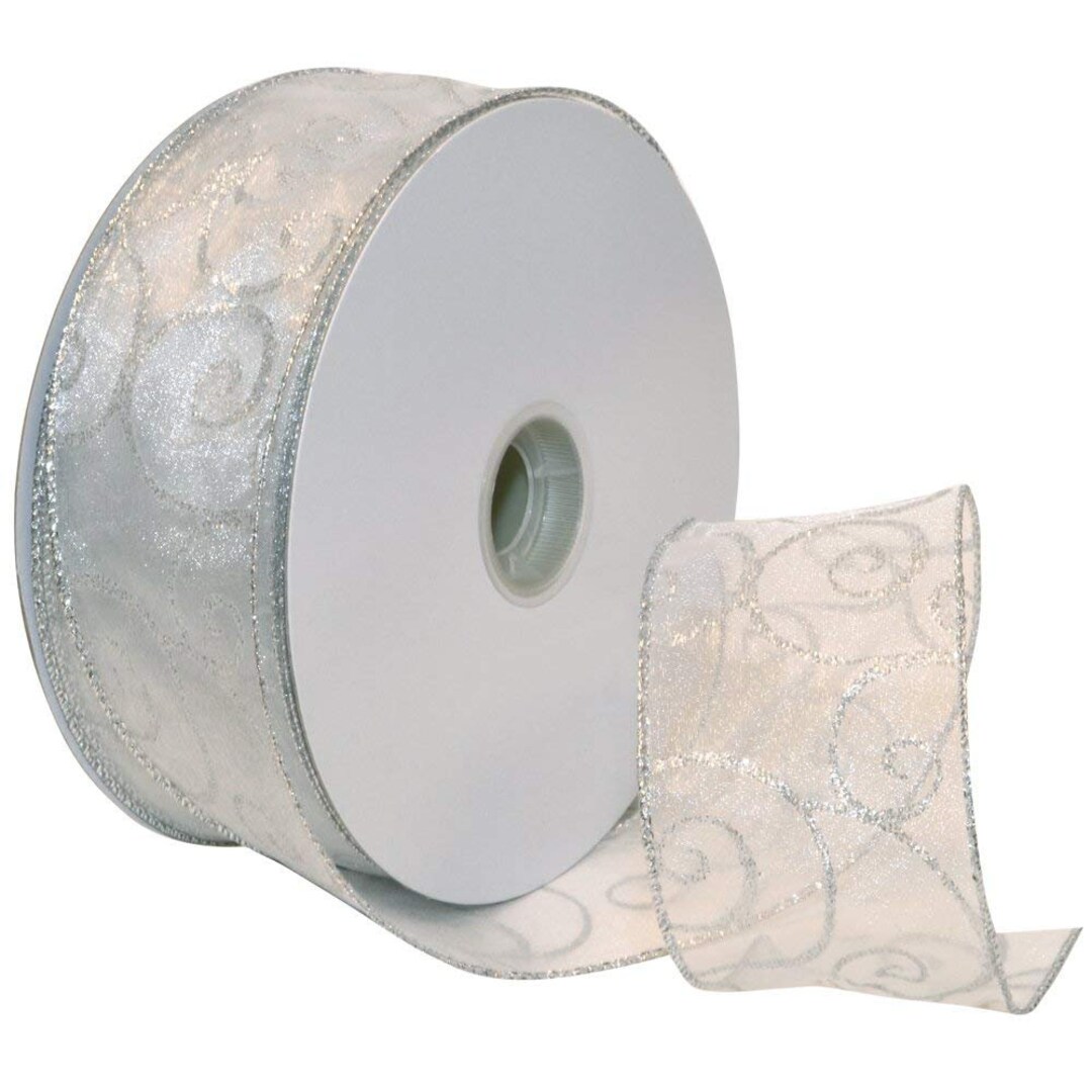 Silver Sparkle Swirls on Sheer White 2.5