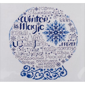 Lassen Sie uns gefroren Schnee Kugel gezählt Cross Stitch Kit imaginieren Weihnachten Urlaub Handwerk Kunst Wand blau weiß