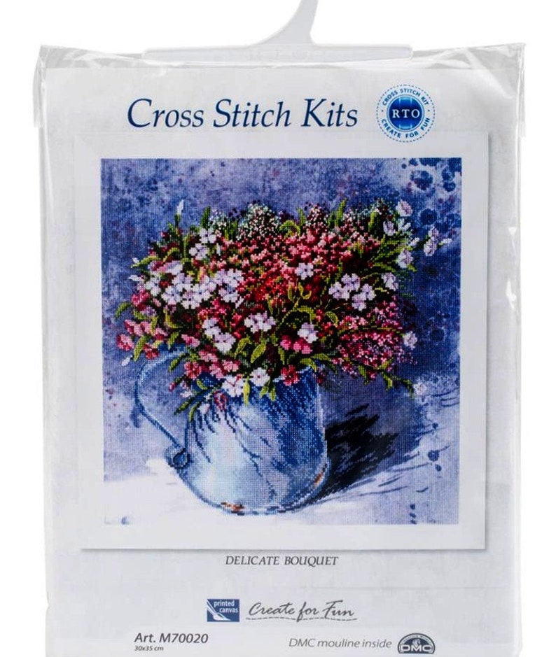 Delicate Bouquet Pre Printed Cross Stitch Kit RTO
