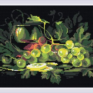 Still Life With Lemon Diamond Mosaic Kit Riolis wine glass grape tablescape dotz