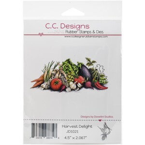 Harvest Delight Rubber Cling Stamp C.C. Designs autunno autunno ringraziamento cornucopia abbondanza di taglie arredamento artigianale etichetta etichetta etichetta