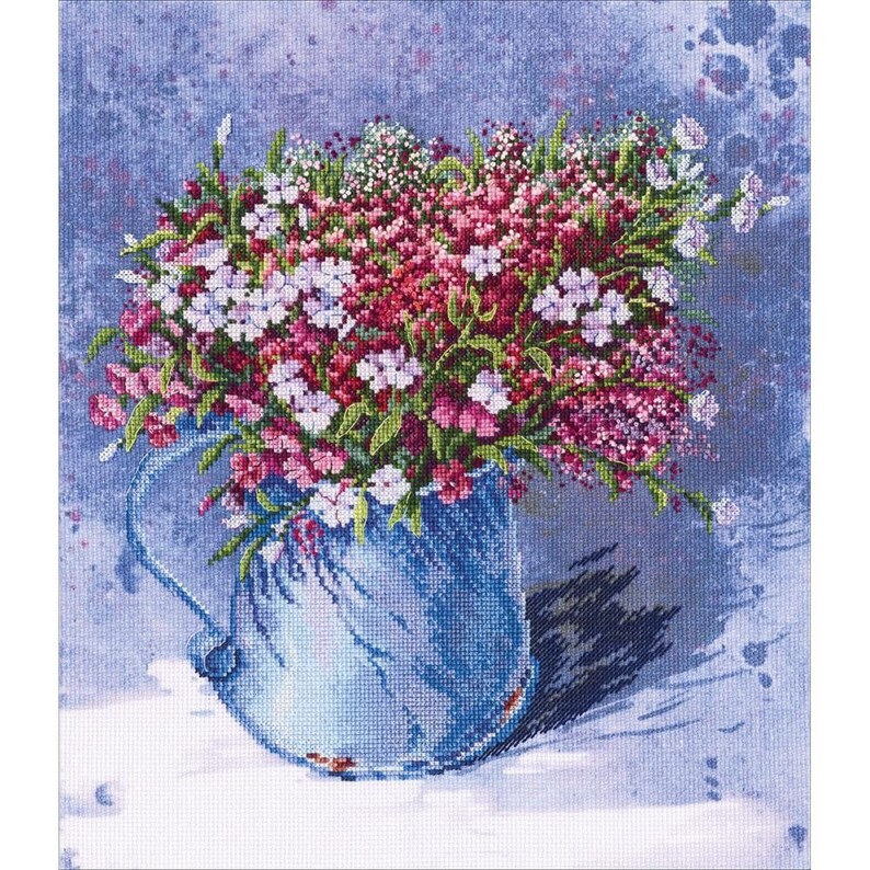 Delicate Bouquet Pre Printed Cross Stitch Kit RTO