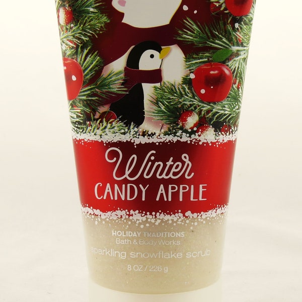 Winter Candy Apple Sparkling Snowflake Body Scrub Bath and Body Works 8oz spa exfoliate juteux orange rose candy cannelle maple oak wash