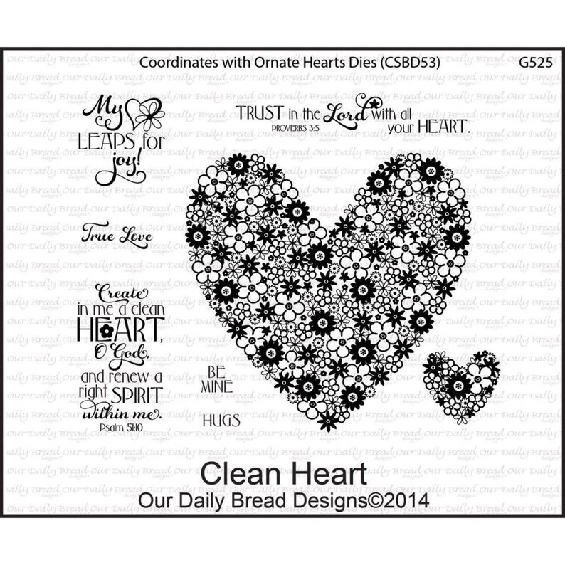 Clean Heart Cling Stamp Collection Our Daily Bread NEW Love Flower ...