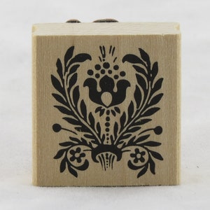Tulip Folk Fleur Flourish Bois Monté Caoutchouc Tampon Martha Stewart artisanat art logo carte tag étiquette fête inviter pièce maîtresse bordure tourbillonner folk