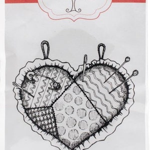 Pin Cushion Heart Cling Timbro Gourmet amore riutilizzabile mestiere cucito trapuntatura country homestyle