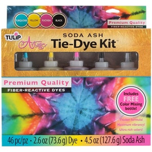Artisan Soda Ash Professionele kwaliteit Tie Dye Kit Tulip tye die hippie hippie stof ambacht werveling geel zwart turquoise fuchsia