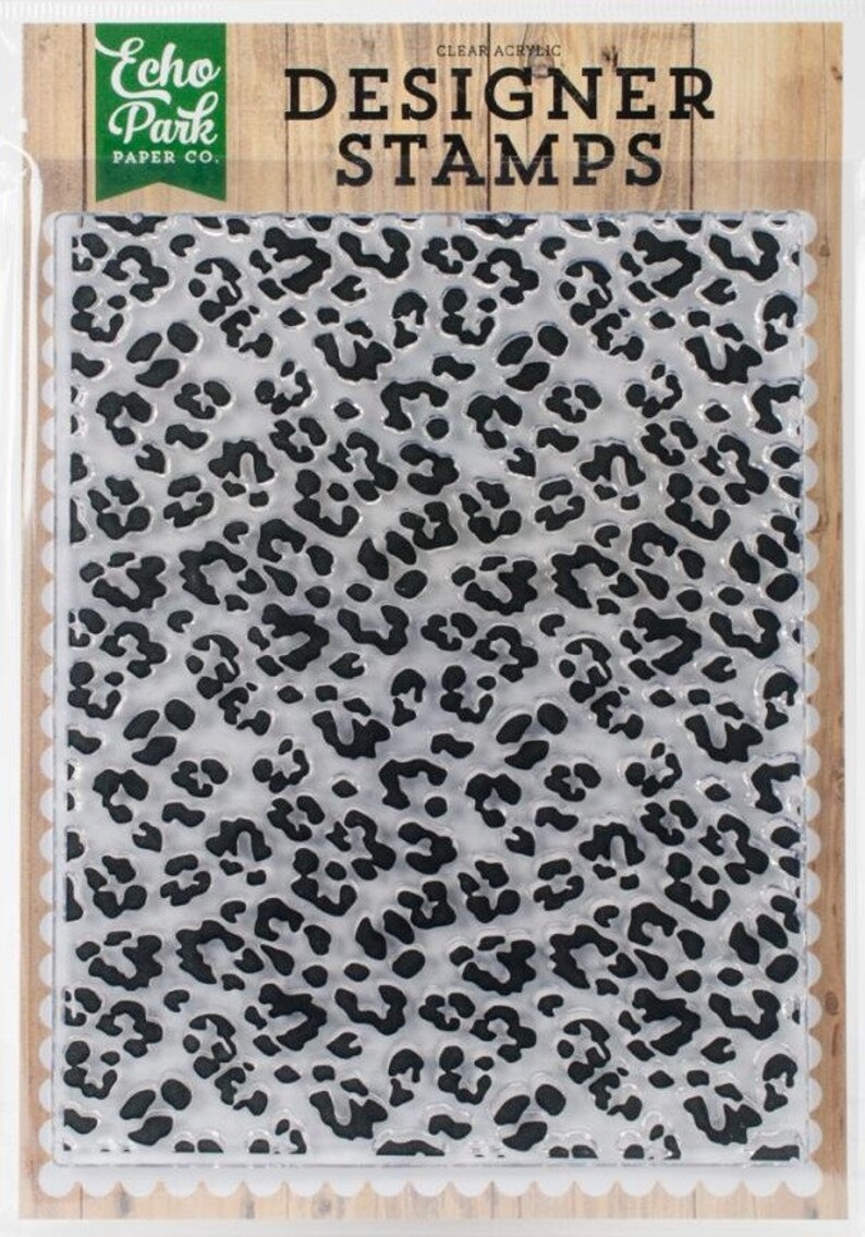 Cheetah Print Acrylic Cling Stamp Echo Park animal jungle wild cat paper card party gift invite tag memory wall spot