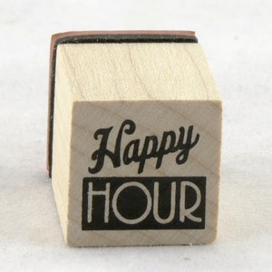 Happy Hour Hout gemonteerde Rubber Stamp Inkadinkado scrapbook geheugenkaart partij uitnodigen tag cadeau label