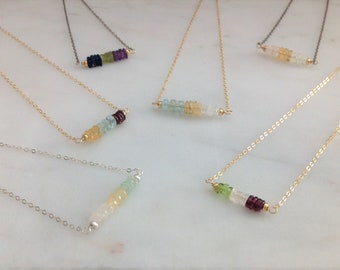 Custom Crystal Bar Necklace Birthday Zodiac Mother's Day Birthstone Personal Attributes Gift for Her Mom Sister Aunt Graduation