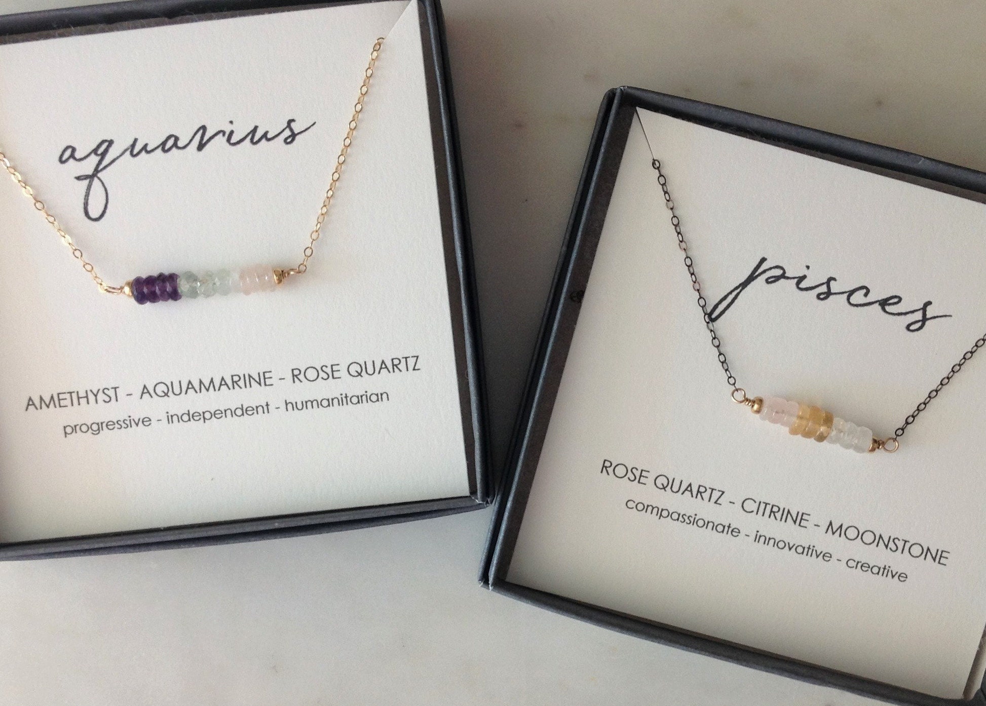 Zodiac Crystal Bar Necklace, Birthstone Bar, Birthstone Jewelry, Gift…