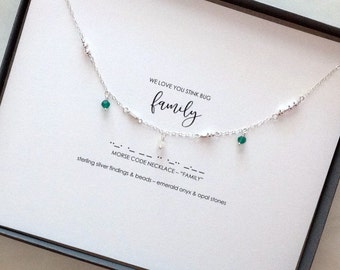 Custom Family l Mother's Morse Code Necklace, Personalized Jewelry, Gift For Mom Momma, Mama, Grandma, Nana, Push Present, Godmother