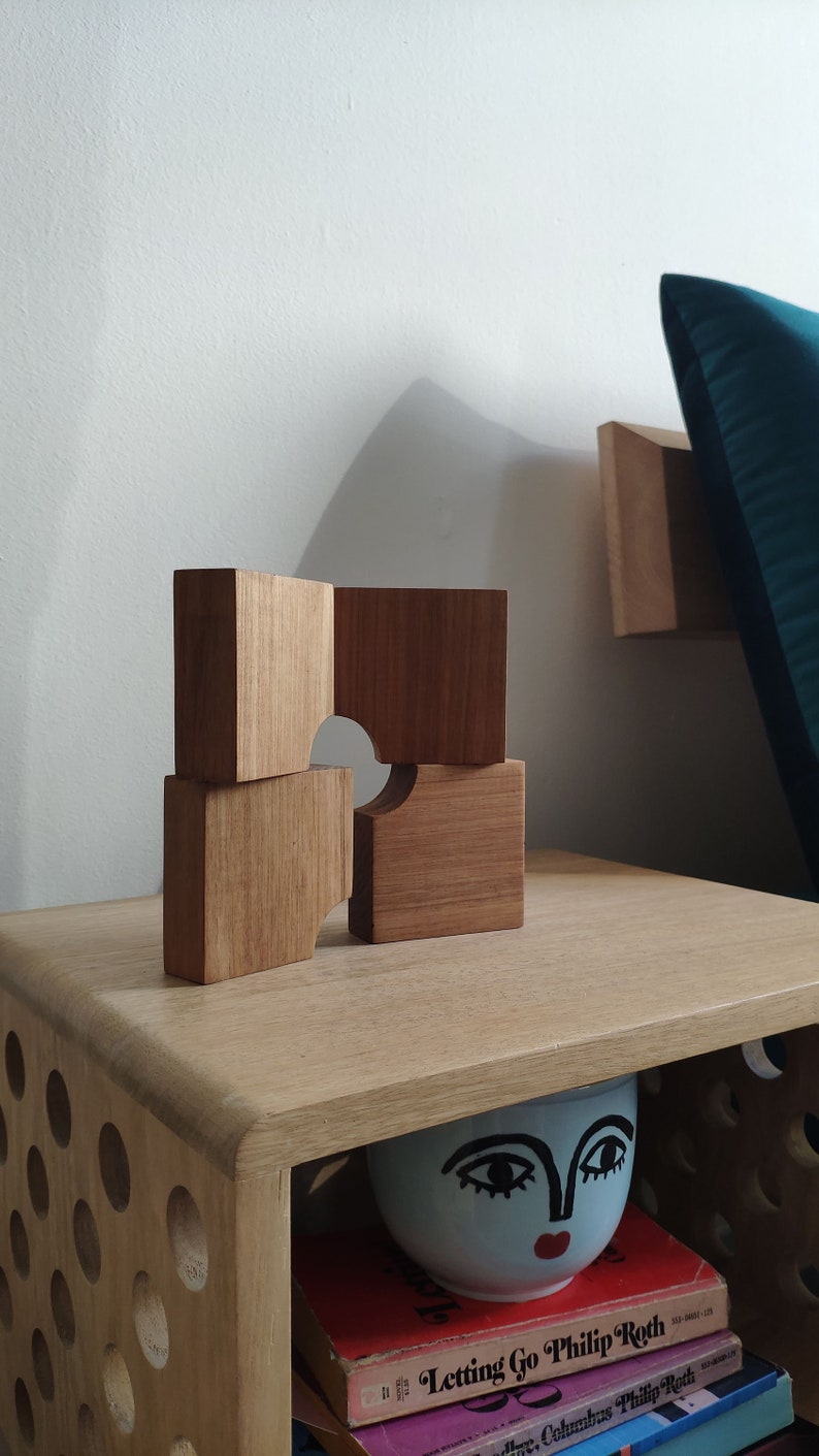 Shelf Objects Blocks Wood Object Abstract Handmade Design Item Pear Wood Shelf Decor Unique ...