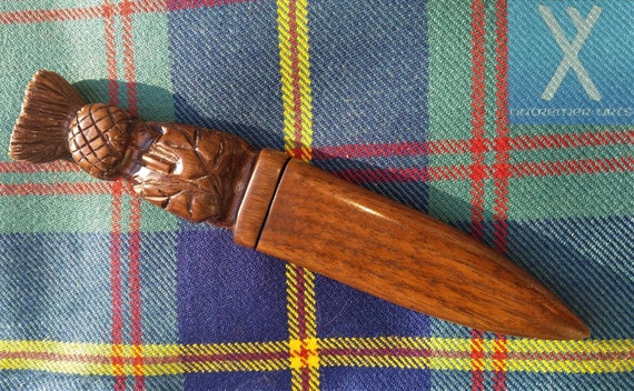 Scottish thistle hand carved sgian dubh 