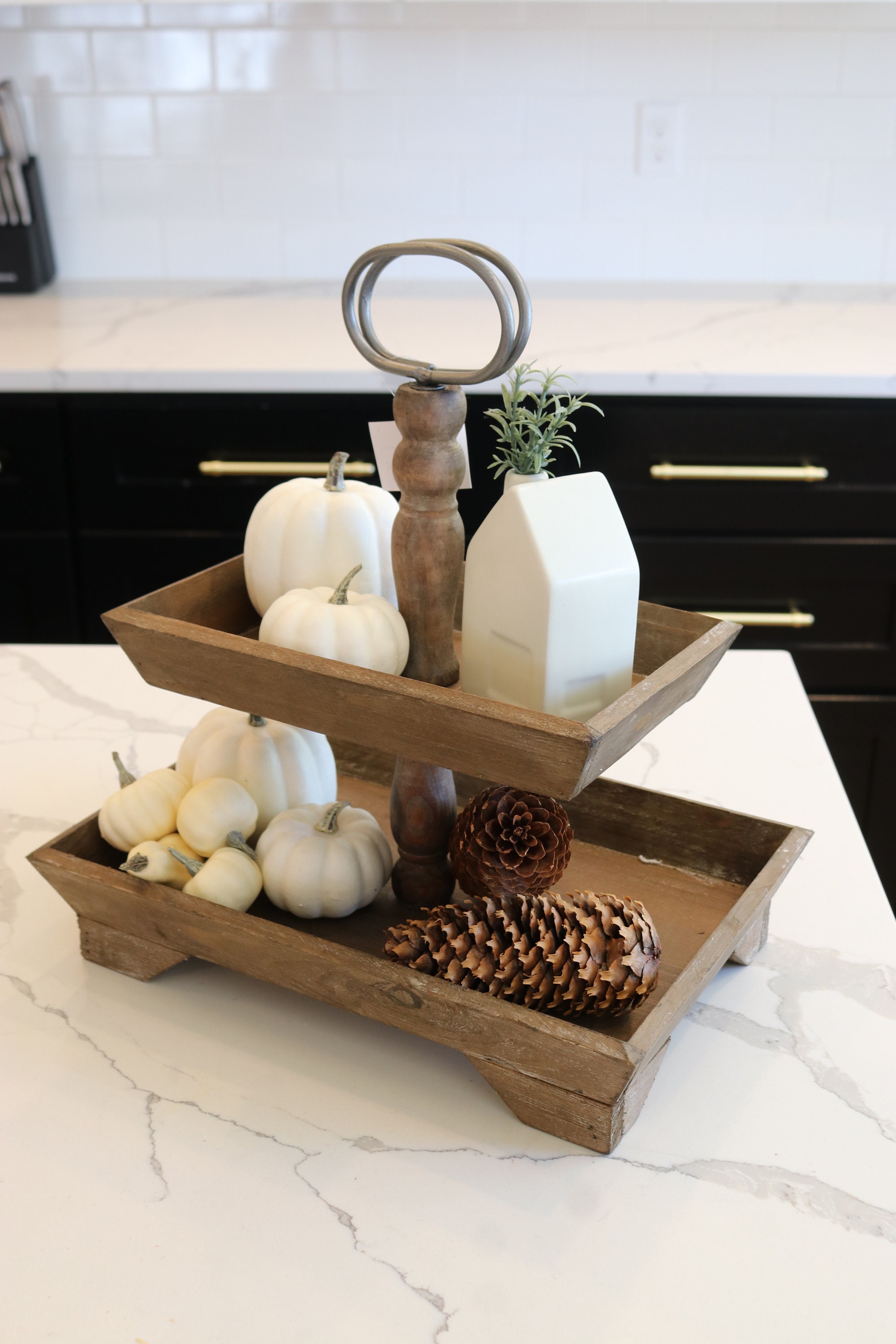 2 Tier Rectangle Tiered Tray Rustic Cottage Farmhouse and Etsy