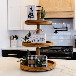 3 Tier Brown Beaded Tray - Rustic, Cottage, Farmhouse, and Boho Style