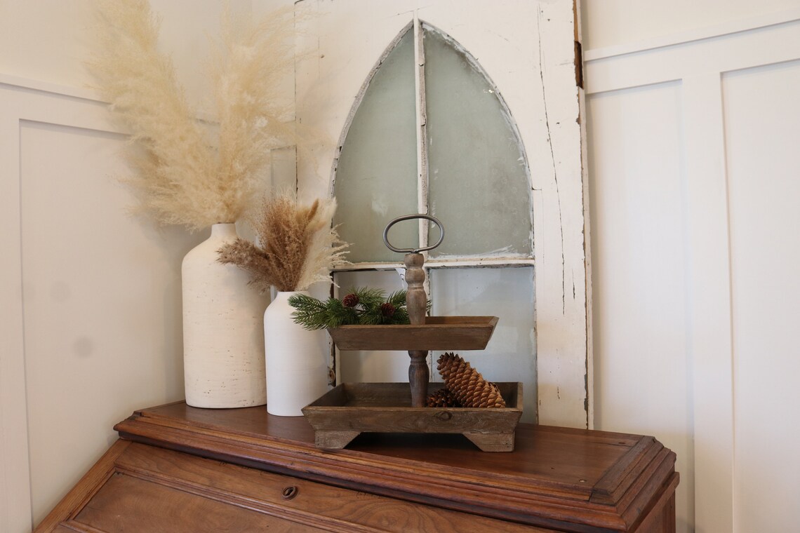 2 Tier Rectangle Tiered Tray Rustic Cottage Farmhouse and Etsy