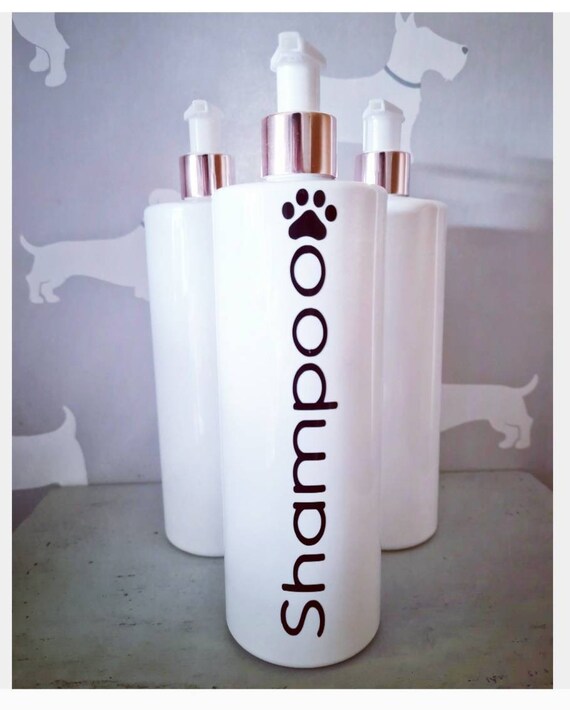 Pet shampoo bottles. Personalised with pets name. Pump. Etsy
