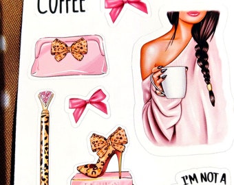 Coffee /& Glam Cheetah Power Positivity Planner Stickers For Your Planner
