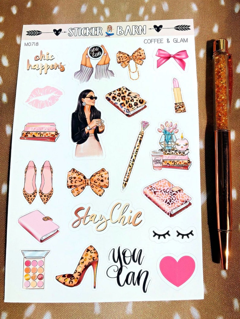 Coffee /& Glam Cheetah Power Positivity Planner Stickers For Your Planner