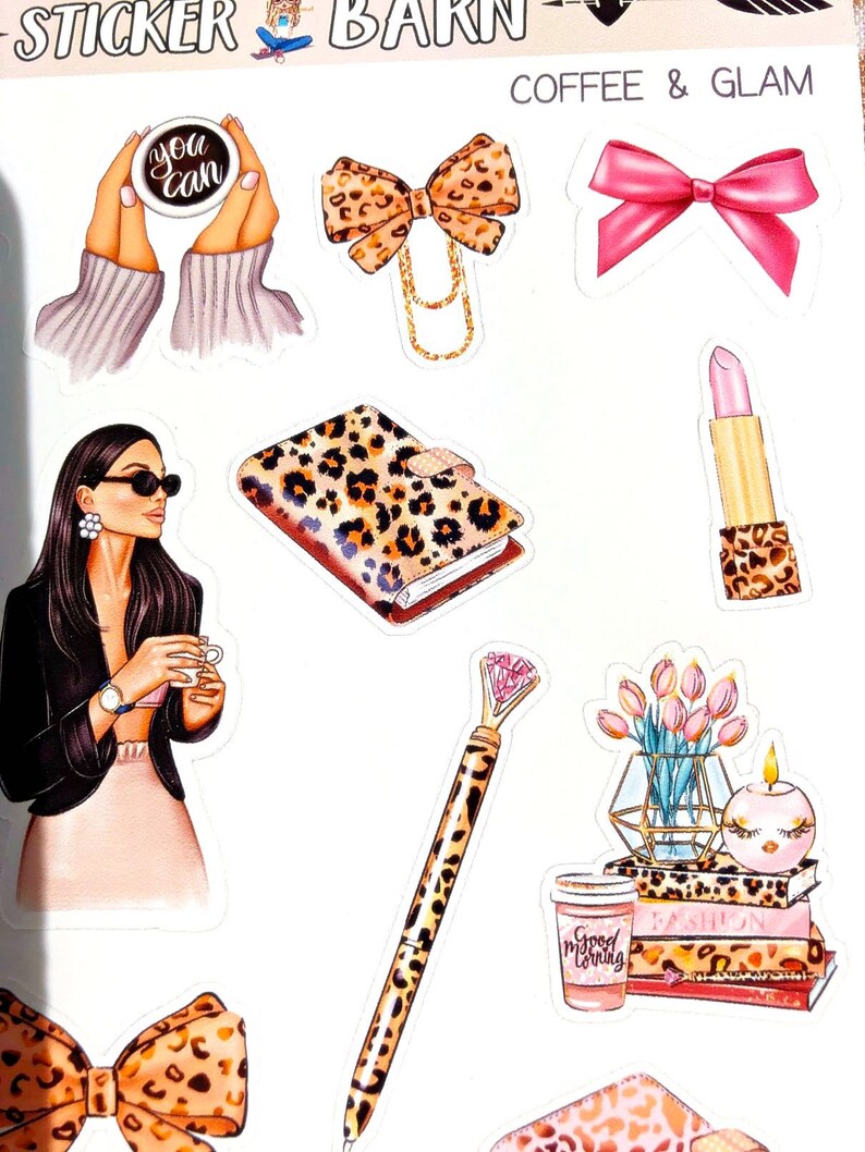 Coffee /& Glam Cheetah Power Positivity Planner Stickers For Your Planner