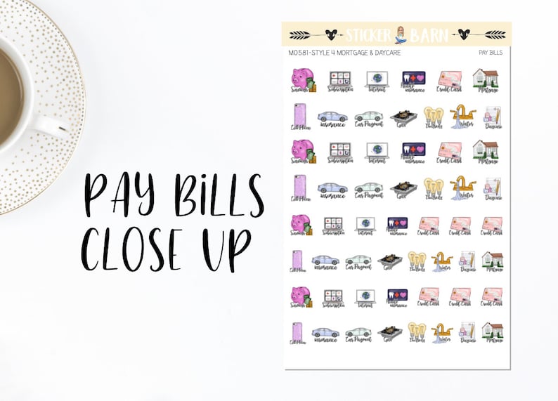 BILL PAY PLANNER Stickers Printed With Profession Photo | Etsy