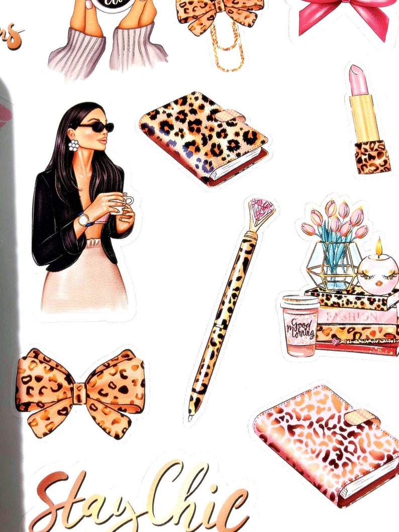 Coffee /& Glam Cheetah Power Positivity Planner Stickers For Your Planner