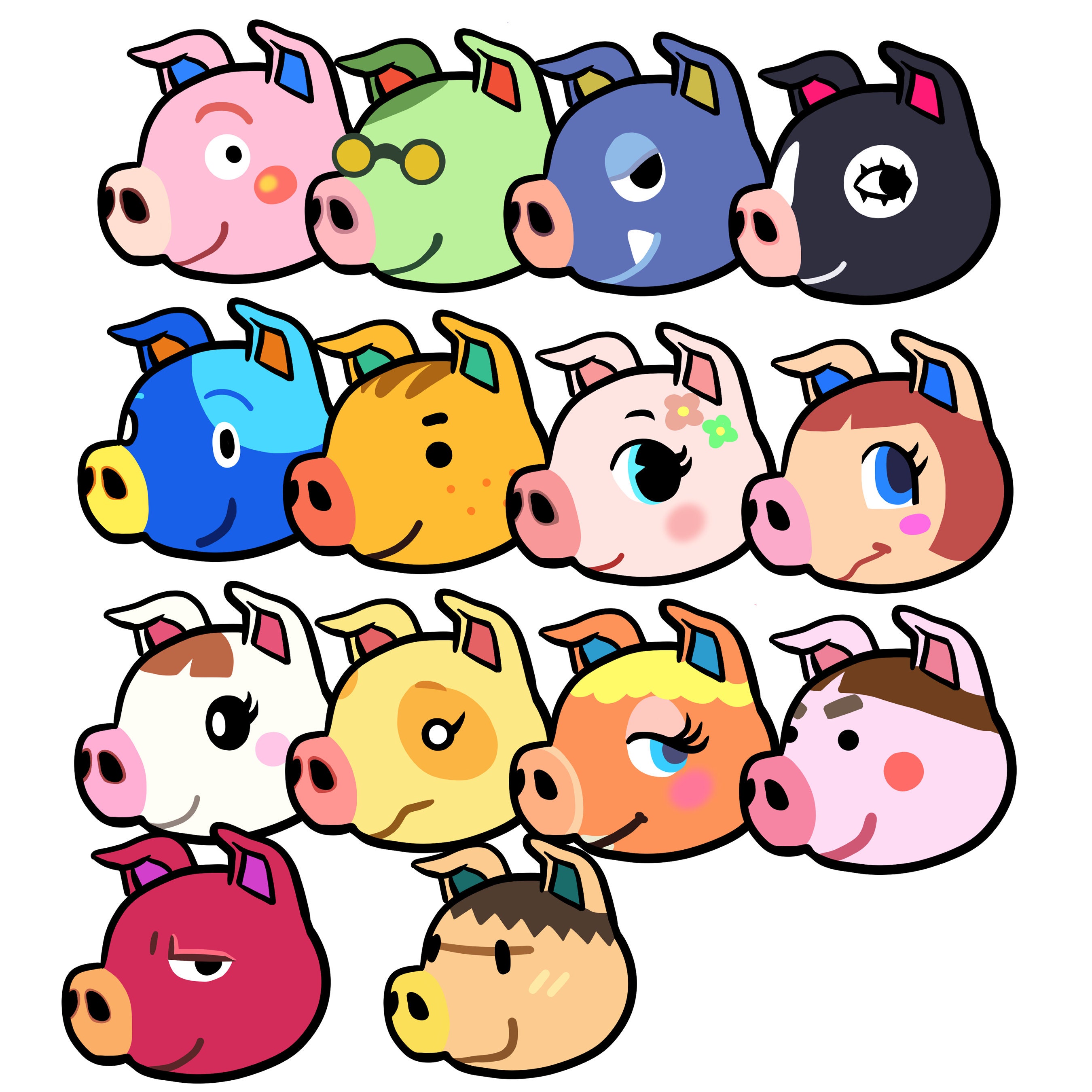 Animal Crossing ACNH Stickers Pig Villagers - Etsy Animal Crossing ACNH Stickers Pig Villagers - Etsy