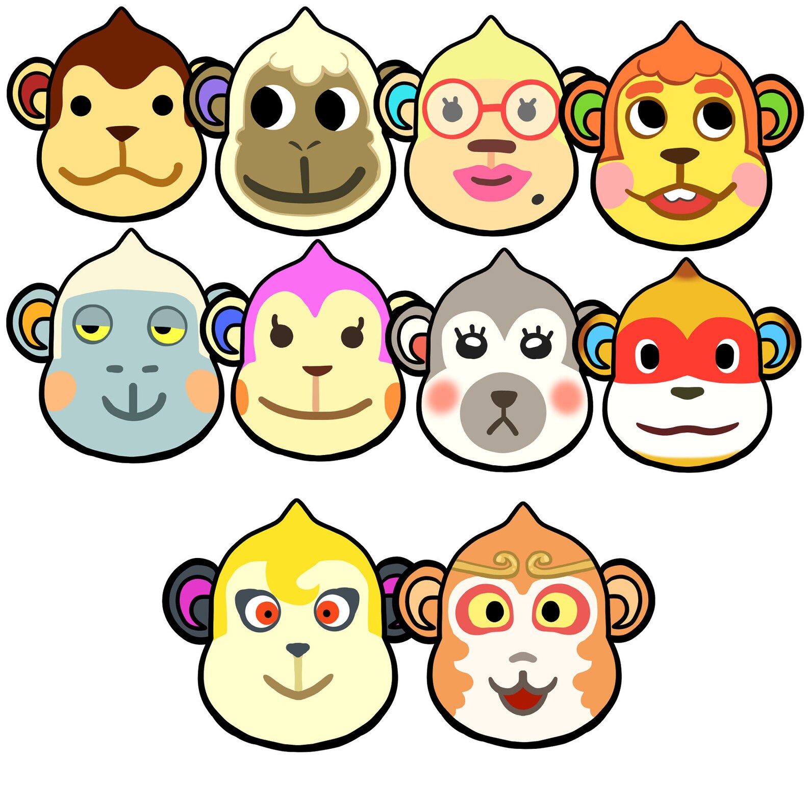 Animal Crossing Stickers Monkey Villagers - Etsy