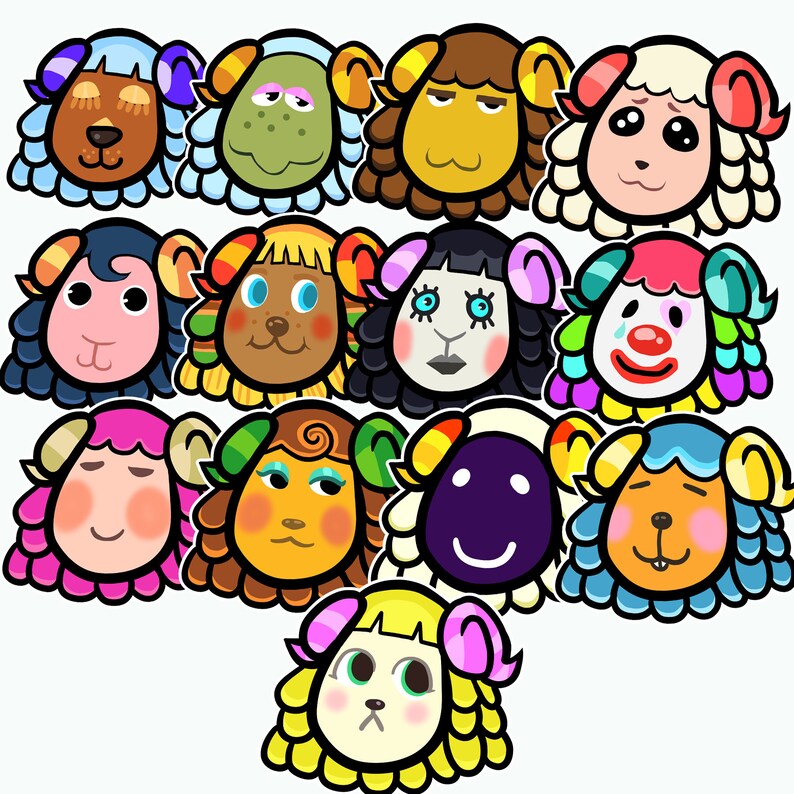 Animal Crossing ACNH Stickers Sheep Villagers Etsy