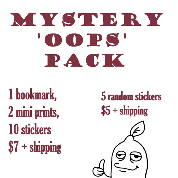 Mystery 'Oops' B Grade Packs - Bookmarks, Stickers, Mini Prints