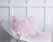Soft Peach Blush Cushion - Faux Mongolian Fur Pillow Cover