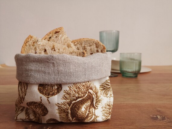 Small Bread Basket in Fabric, Chestnut Pattern UK