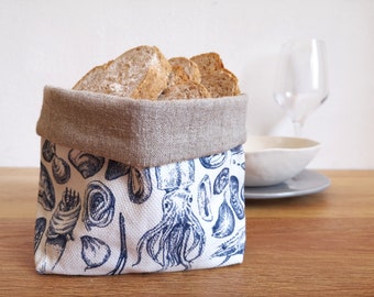 Bread basket fabric basket, fish pattern 3