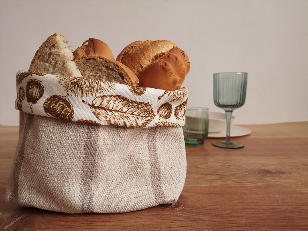 Large Fabric Bread Basket Chestnut Pattern Etsy
