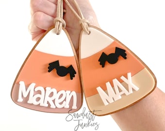 Personalized Candy Corn Halloween Tag | Kids' Trick or Treat Bag
