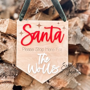 santa stop here sign | santa please stop here sign | personalized santa decor | personalized santa sign | kids christmas decor | santa sign
