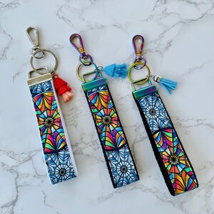 Key Chain / Key Fob Wristlet / Wednesday Adams Inspired / Nevermore / Goth / Rainbow Window / Key Holder / Mothers Day / Great Gift Idea