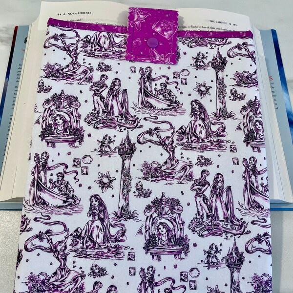 Rapunzel Toile | Book Sleeve | Book Pouch | Book Cozy | Book Cover | Padded Book Sleeve | Book Protector | Fits Hardcover & Paperback