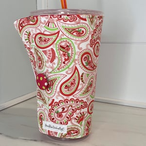 Cup Cozy / Cold Cup Sleeve / Iced Coffee Cozy / Coffee Cozy Sleeve /  Fabric Coffee Cozy / Large - Dunkin